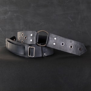 Rocker Style Leather Guitar Strap. 2.5” wide. Handmade. Black
