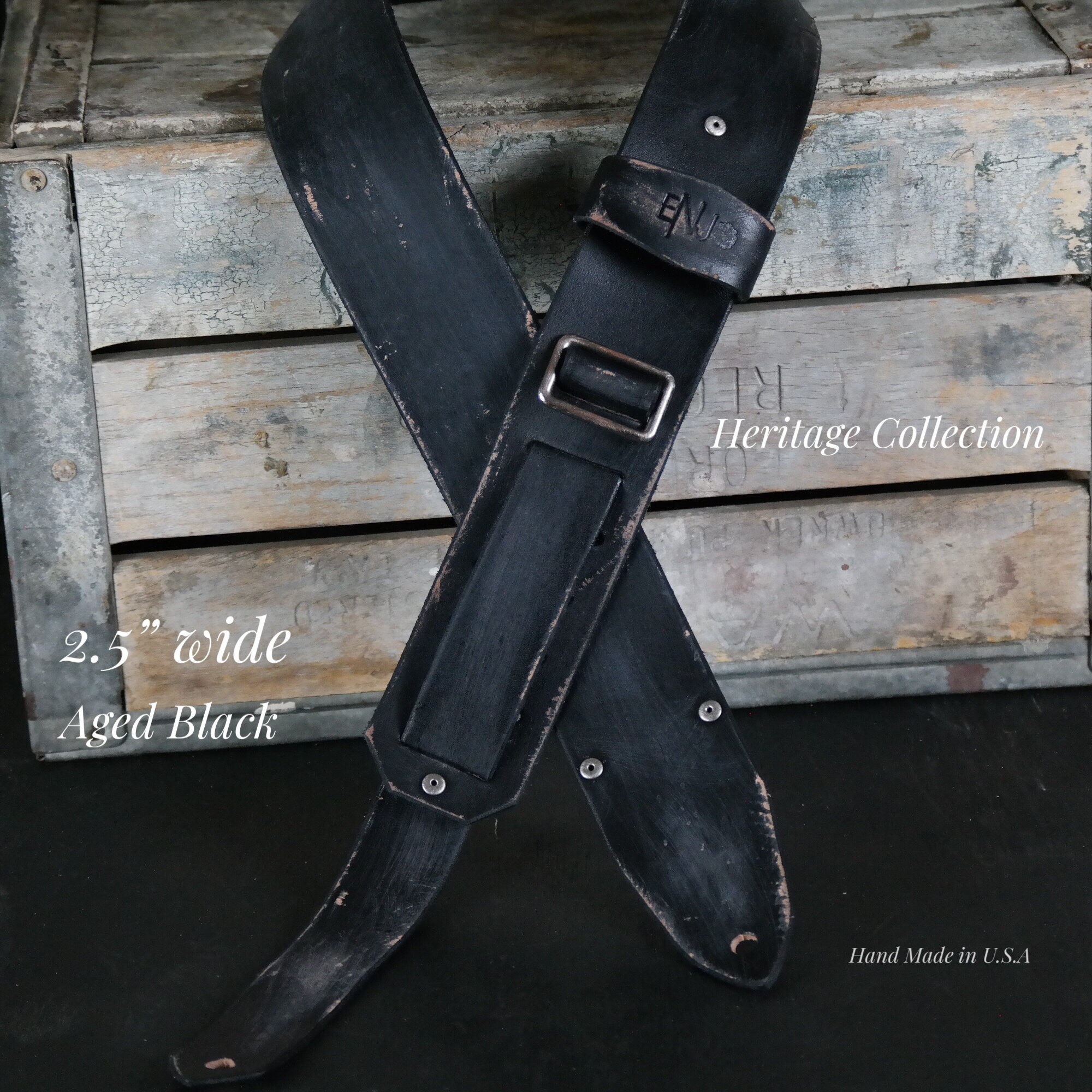 Aged Leather Guitar Strap. 2.5 Inches Wide. Aged Black Etsy