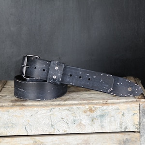 Aged Leather Guitar Strap. 2 inches Wide. Adjustable buckle. Aged Black