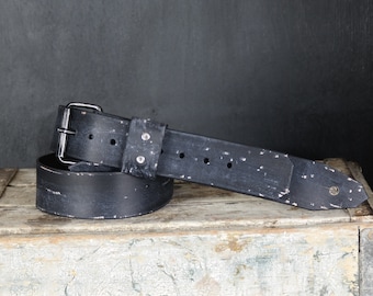 Aged Leather Guitar Strap. 2 inches Wide. Adjustable buckle. Aged Black
