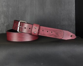 Buckle Leather Guitar Strap. Slim 2 inches Wide. Antique Mahogany