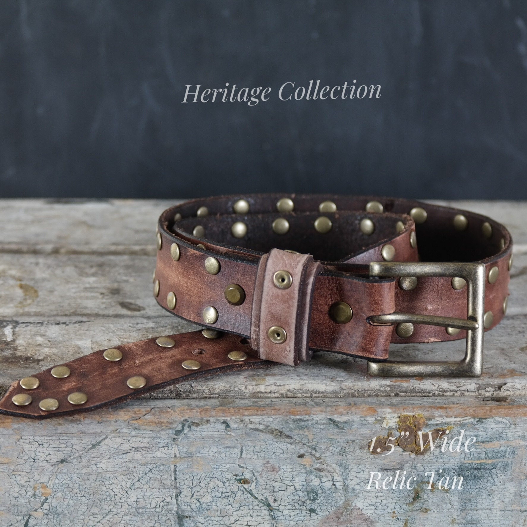 Brown studded leather belt - Etsy 日本