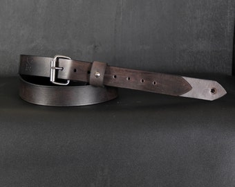 Slim Leather Guitar Strap. 1.5 inches Wide. Adjustable Buckle. Antique BLACK