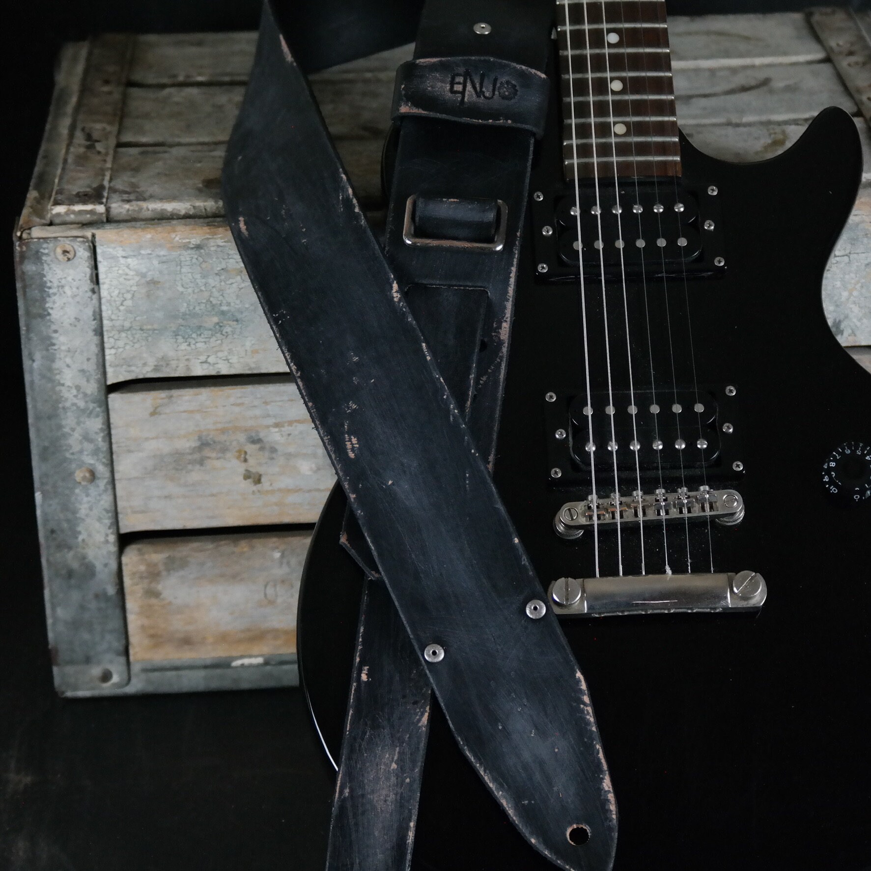 Aged Leather Guitar Strap. 2.5 Inches Wide. Aged Black Etsy