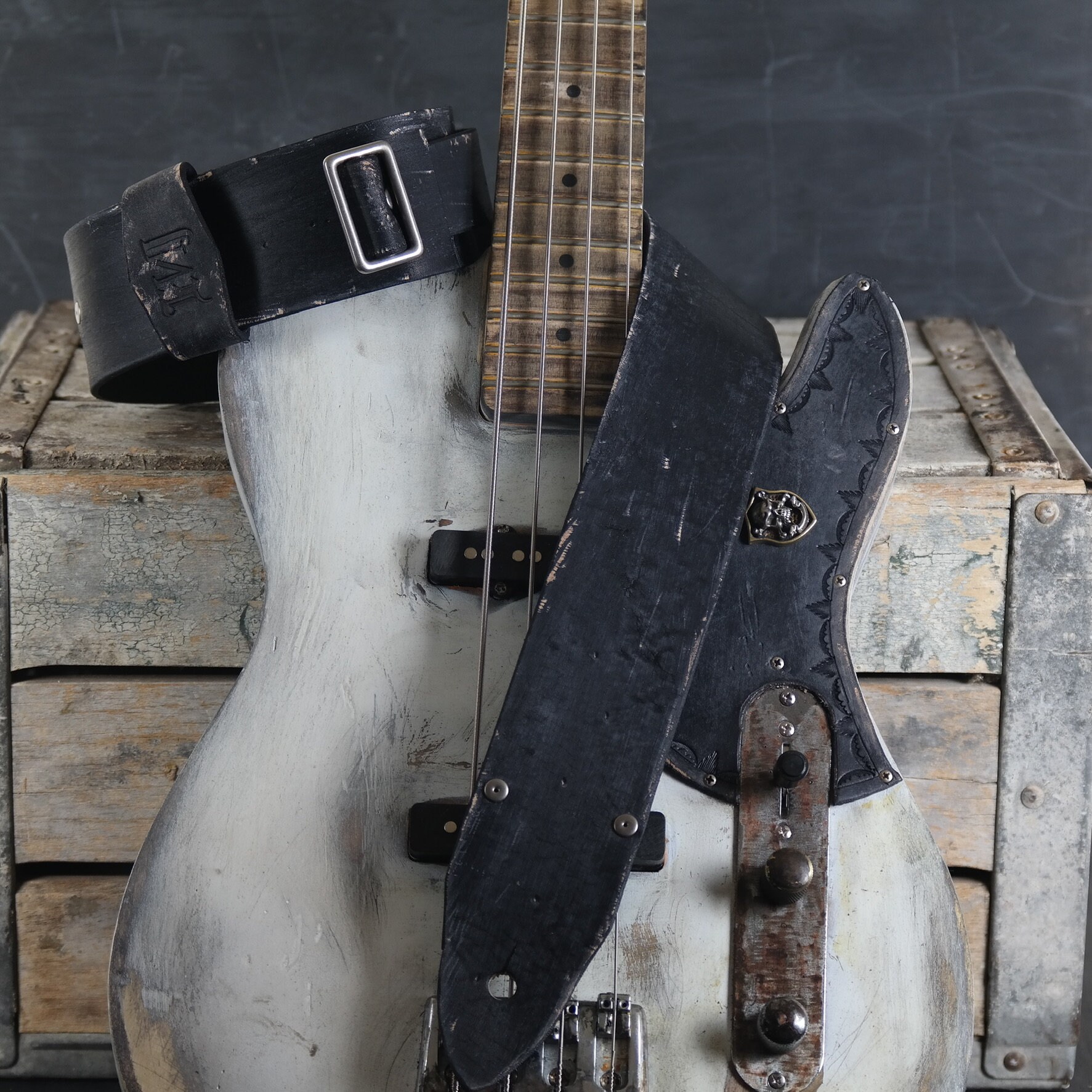 Aged Leather Guitar Strap. 2.5 Inches Wide. Aged Black Etsy