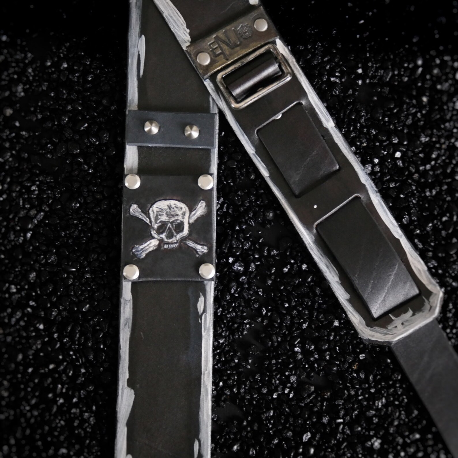 Custom Leather Guitar Strap W/ SKULL Etsy