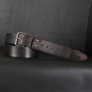 2 inches Wide Custom Leather Guitar Strap. Handmade. Antique BLACK