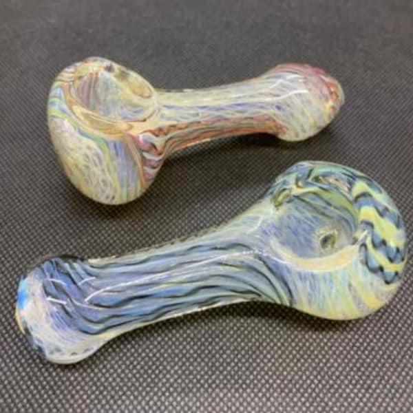 4" Fumed Spiral Hand Pipe / Tobacco Pipe / Glass Pipe / Glass Bowl for Smoking / Smoking Pipe / Glass Art / Gift