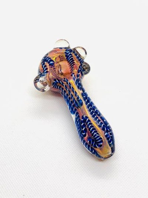 4.5 Pink-blue Swirl 3D Pipe / Tobacco Pipe / Glass Pipe / Glass Bowl  Smoking / Smoking Pipe / Glass Art / Gift 