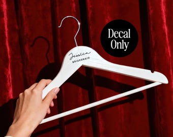 Personalised Wedding Hangers Decal with Roles in Metallic Chrome Foil Vinyl for Coat Hangers Favours Handwritten Gold Silver Memento Gifts