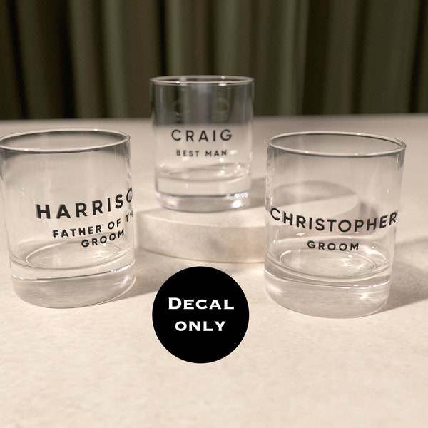 DIY Groomsmen Gifts Decal for Whiskey Glass with Roles Name Vinyl Whisky Glasses Wedding Best Man Groom