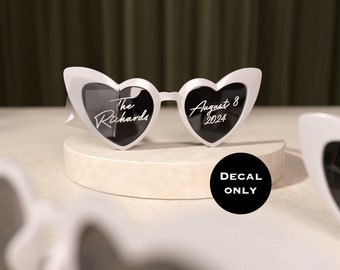 2x Sets DIY Vinyl Decal Stickers for creating Personalised Wedding Sunglasses Heart Shape and date for Guest Photo Booth Birthday Hen Do