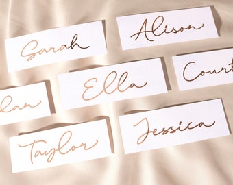 Vinyl Decal Name Stickers in Metallic Chrome Foil for Wedding Labels Favours Place Cards Organisation Gifts Gold Silver