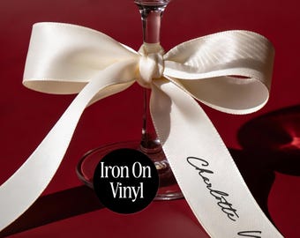 Iron-On Name Decals for Wedding Bows & Ribbons | Personalised HTV Vinyl for Bridesmaid Proposals Favours