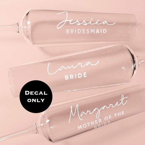 DIY Personalised Champagne Flute Decals With Roles Name Vinyl Etsy UK