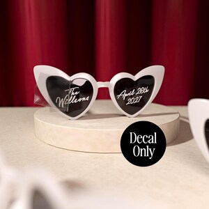 2x Sets of Personalised Wedding Sunglasses Decals for Heart-Shaped Glasses image 3