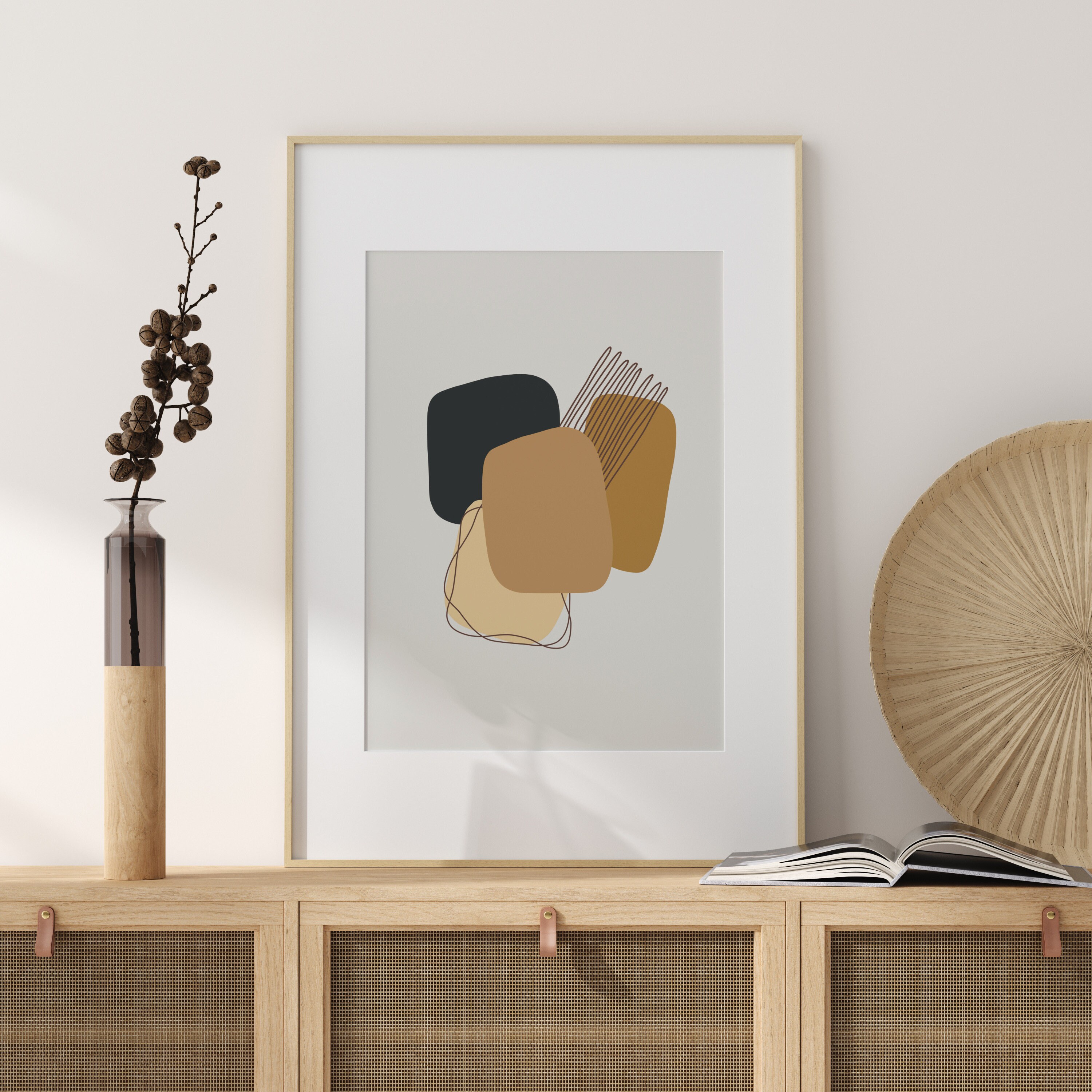 Abstract Geometric Minimalist Mid-Century Style Wall Art. | Etsy