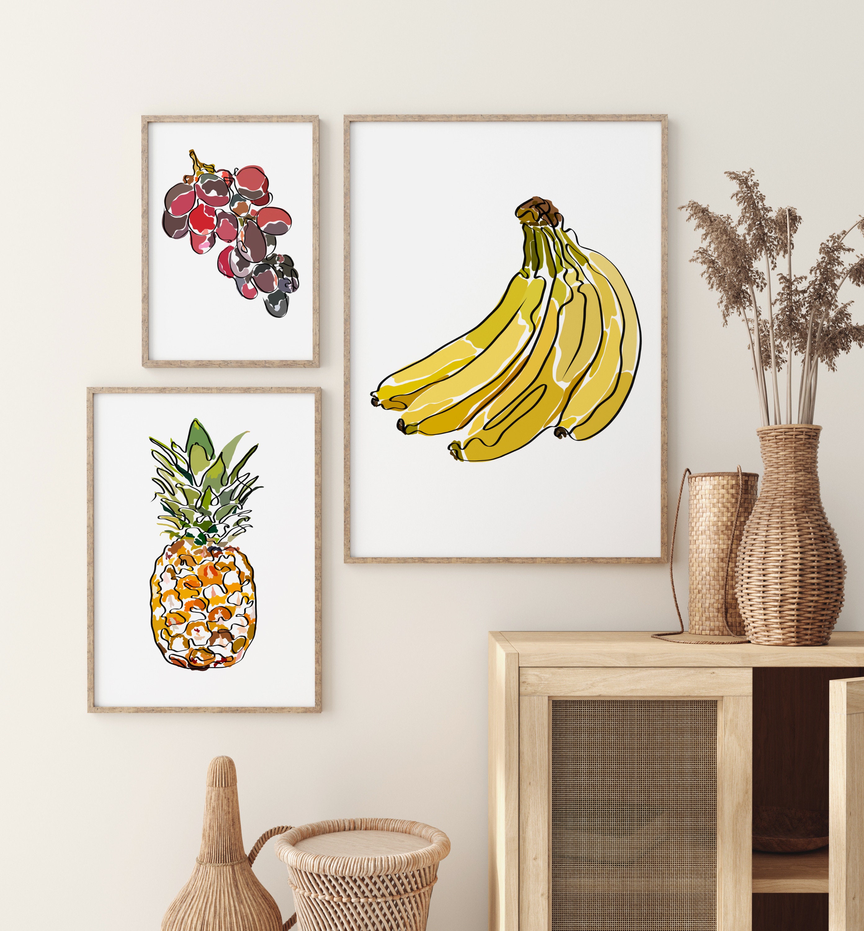 Set of 3 Fruit Kitchen Wall Art. Printable Art / Downloadable Etsy
