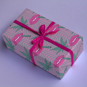 Stoner Girl 420 Spliff Cannabis Wrapping Paper Marijuana Gift Wrap Grass Weed Gift Birthday Present sheet stoner Lips Scrapbooking Christmas