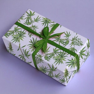Ilustración de cannabis botánico envolver papel regalo de marihuana envolver marihuana regalo de hierba de Navidad regalo aniversario de cumpleaños 420 Stoner