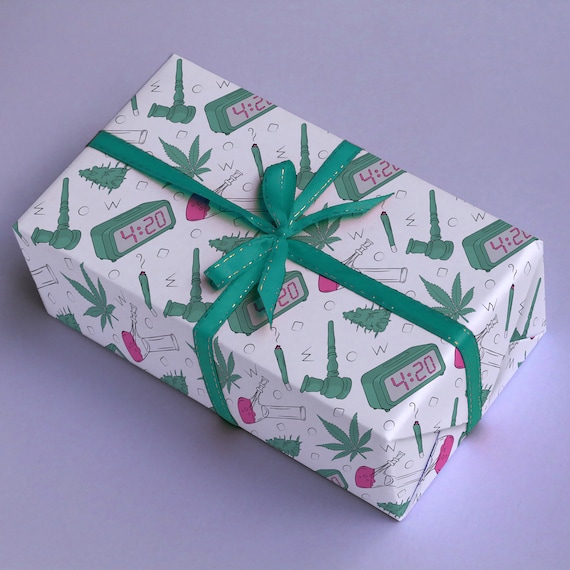 420 Cannabis Wrapping Paper Marijuana Gift Wrap Grass Weed Gift Birthday Christmas Anniversary Present sheet stoner Scrapbooking Bong Stoner