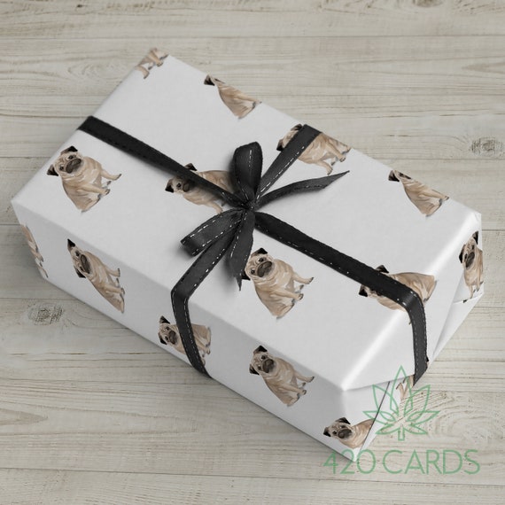 Pug Wrapping Paper Dog Gift Wrap Birthday Anniversary Christmas Hand Illustrated Cute Present Christmas Gift