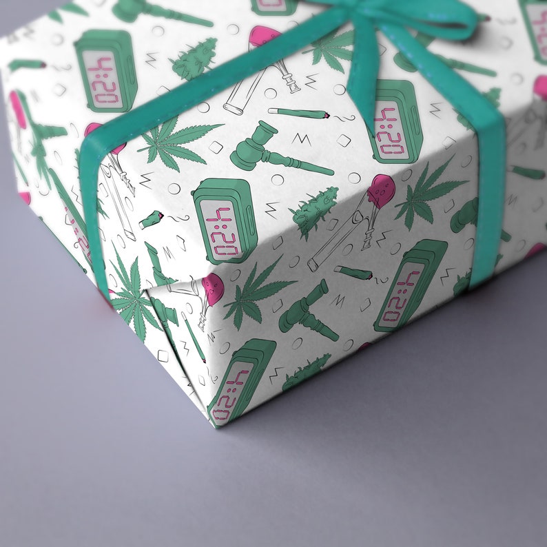420 Cannabis Wrapping Paper Marijuana Gift Wrap Grass Weed | Etsy