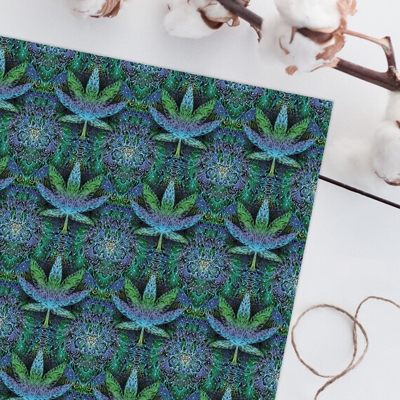 Illustrated Cannabis Wrapping Paper Marijuana Gift Wrap Grass | Etsy