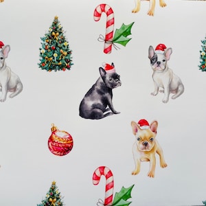 Franse Bulldog 'Frenchie' Bouledogue français in hoeden schattige Gift Wrap Verjaardag Verjaardag Kerst Hand Geïllustreerd Inpakpapier