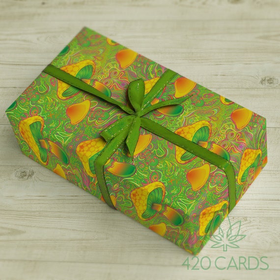 Trippy Magic Mushroom Psychedelic Hippy Christmas Birthday Anniversary Large Sheet of Wrapping paper