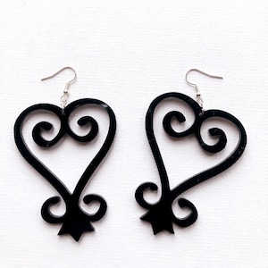 Sankofa Earrings, Black Acrylic Earrings, Afrocentric Statement Earrings, Black Earrings for Women