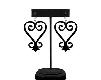 Black Sankofa Acrylic Earrings, Afrocentric Symbol Dangle, Handmade Gift