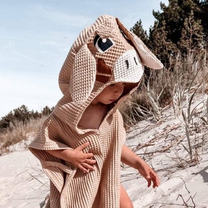 Bath poncho, children&#39;s hooded beach poncho, Hooded cover up, Waffle cotton Poncho, poncho with arms holes and hood,Beach Poncho Kids,
