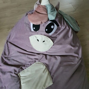 Bodenpouf, Tasche Kindersitz, Bodenkissen, Einhornpouf, großer Pouf für Kinder, Einhorn, Sitzsack Einhorn Bild 4