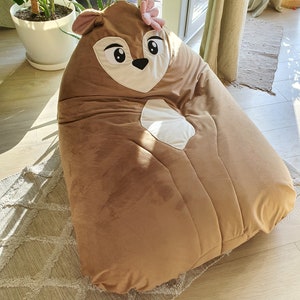 Bodenpouf, Tasche Kindersitz, Bodenkissen, Taschenstuhl, Hocker Haustier zum Ausruhen, großer Pouf für Kinder, Hirsch Bild 2