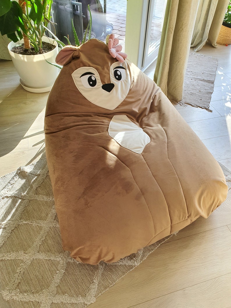 Bodenpouf, Tasche Kindersitz, Bodenkissen, Taschenstuhl, Hocker Haustier zum Ausruhen, großer Pouf für Kinder, Hirsch Bild 2