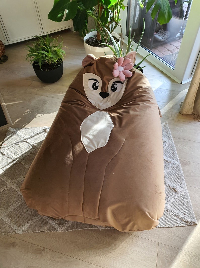 Bodenpouf, Tasche Kindersitz, Bodenkissen, Taschenstuhl, Hocker Haustier zum Ausruhen, großer Pouf für Kinder, Hirsch Bild 3