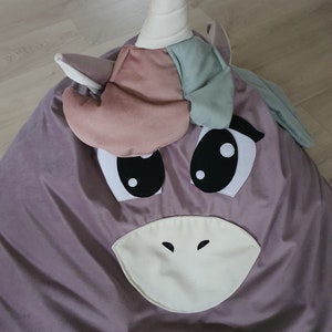 Bodenpouf, Tasche Kindersitz, Bodenkissen, Einhornpouf, großer Pouf für Kinder, Einhorn, Sitzsack Einhorn Bild 5