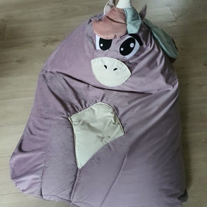 Bodenpouf, Tasche Kindersitz, Bodenkissen, Einhornpouf, großer Pouf für Kinder, Einhorn, Sitzsack Einhorn Bild 3