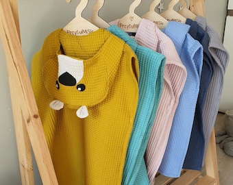 Poncho de bain, poncho enfant, poncho ours en peluche, housse de bain, poncho à capuche, poncho en coton, housse de plage à trous