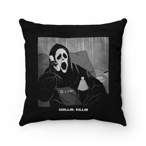 Scary Movie Pillow | Scary Movie Cushion, Chillin, Killin, Horror Pillow, Halloween Pillow, Halloween Decor, Fall Accent Pillow