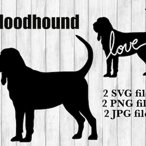 ブラッドハウンド犬種のシルエット筆記体愛犬ペットデジタルダウンロードカットファイルSVG PNG JPG