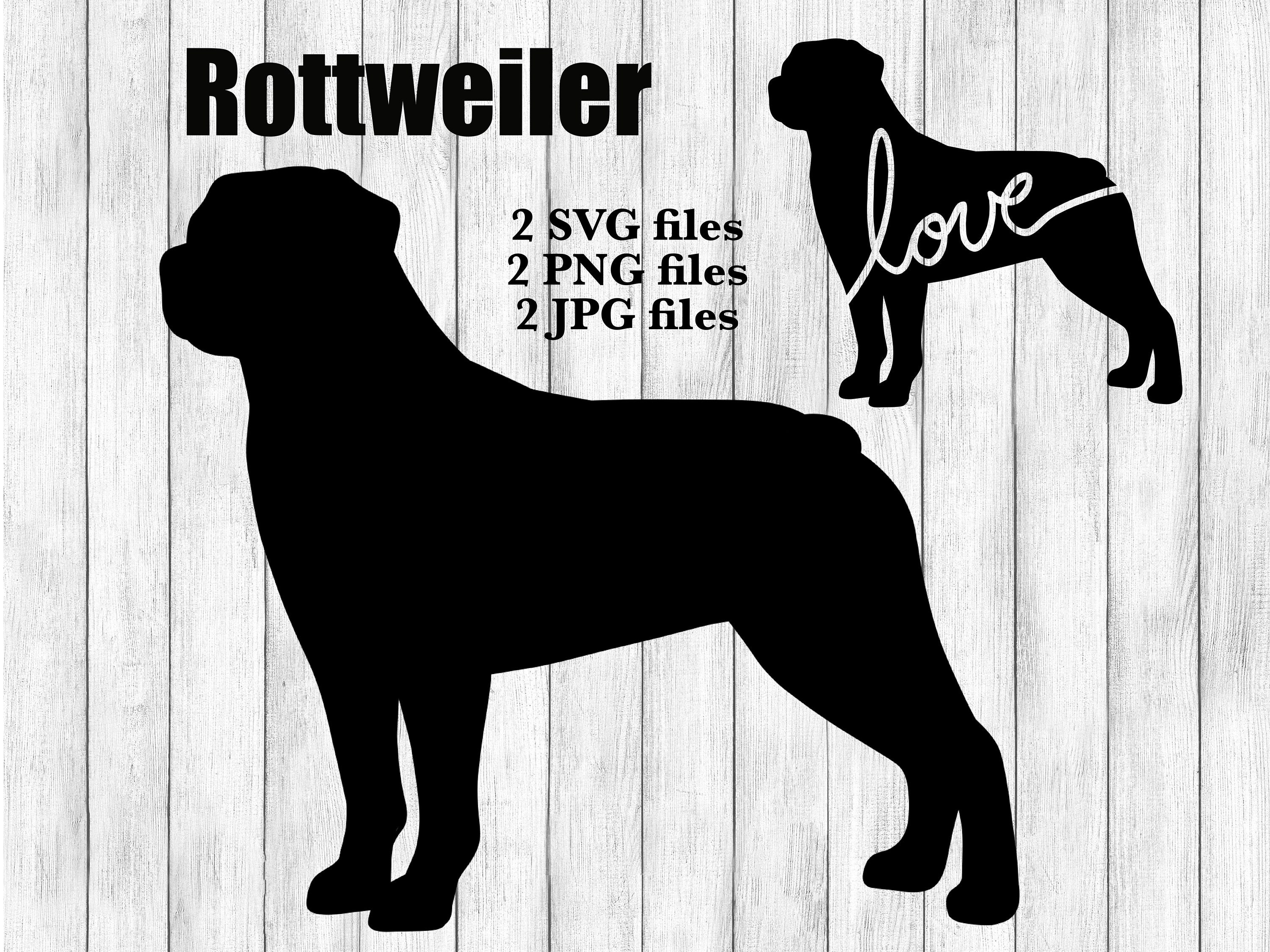 Download Rottweiler Dog Breed Silhouette Cursive Love Canine Pet Digital Download Cutting File Svg Png Jpg