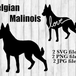 Belgische Mechelse herder Hond Ras Silhouet Cursive Love Canine Pet Digital Download Snijbestand SVG PNG JPG