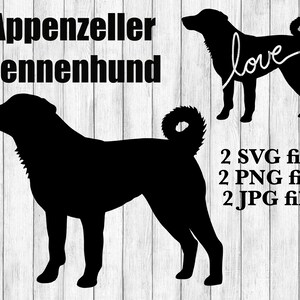 Appenzeller Sennenhund Hunderasse Silhouette Cursive Love Canine Haustier Digital Download Plotterdatei SVG PNG JPG