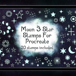 Moon and Stars Procreate Postzegels Bundel - 20 Inbegrepen