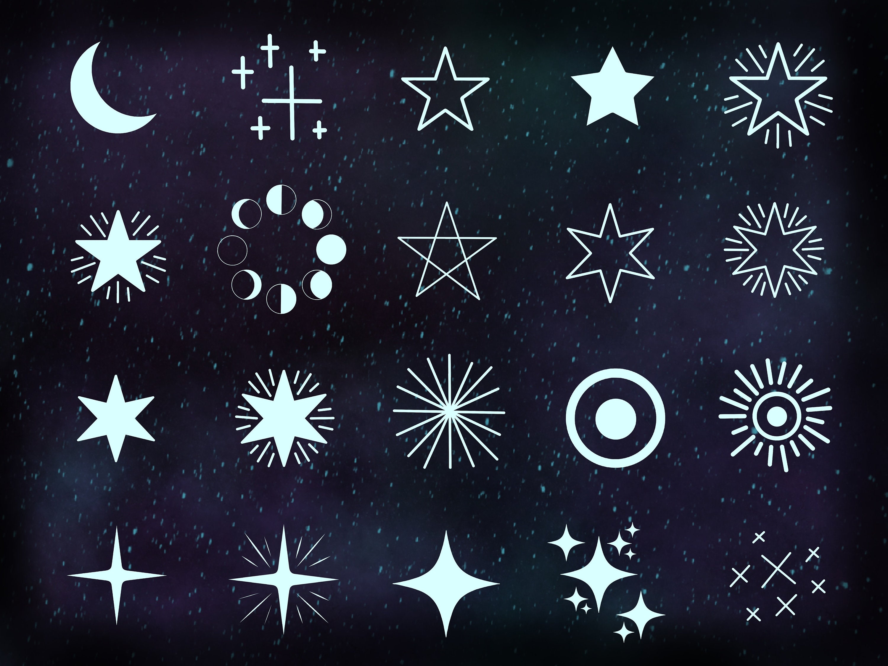 Moon and Stars Procreate Stamps Bundle - 20 Included - Etsy