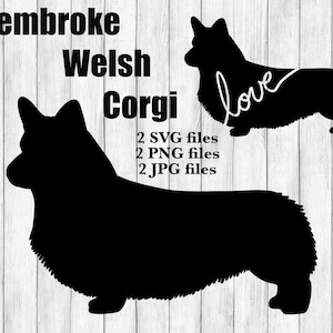 Pembroke Welsh Corgis Hunderasse Silhouette Cursive Love Canine Haustier Digital Download Plotterdatei SVG PNG JPG
