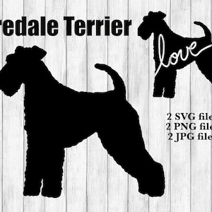 Airedale Terrier Dog Breed Silhouette Cursive Love Canine Pet Digital Download Cutting File SVG PNG JPG
