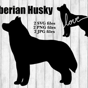 Sibérien Husky Dog Breed Silhouette Cursive Love Canine Pet Digital Télécharger Fichier de coupe SVG PNG JPG
